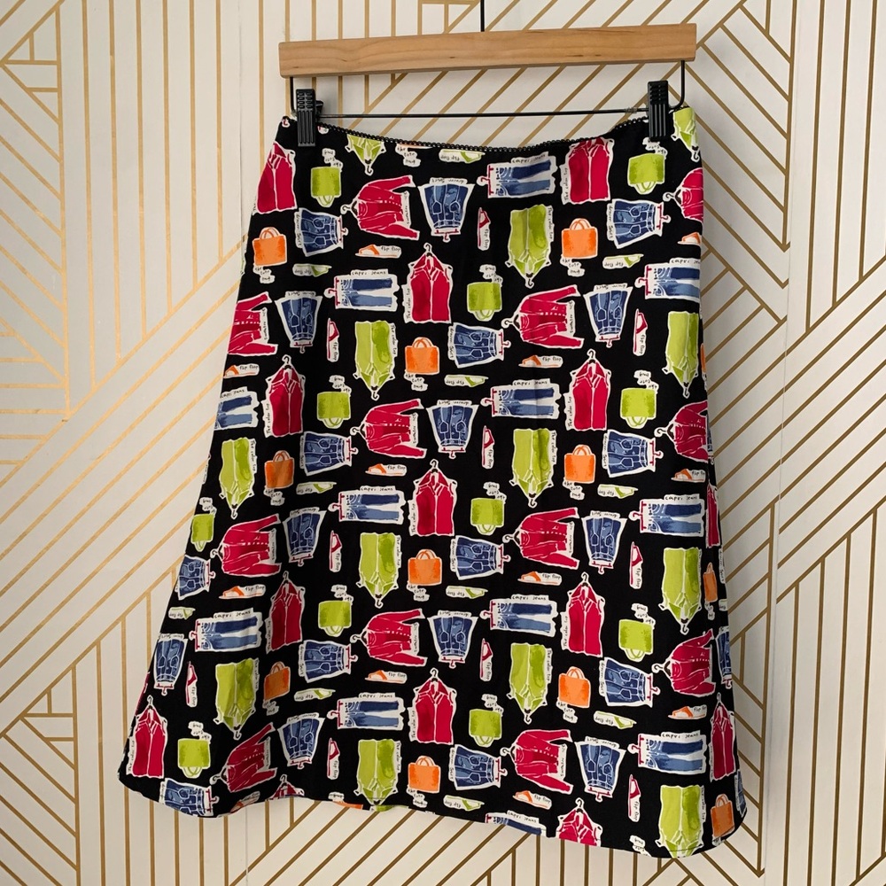 Valerie Stevens A line skirt eccentric clothing cutout print colorful cotton 10P